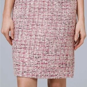 NWOT White House Black Market Pink Tweed Pencil Skirt (4)